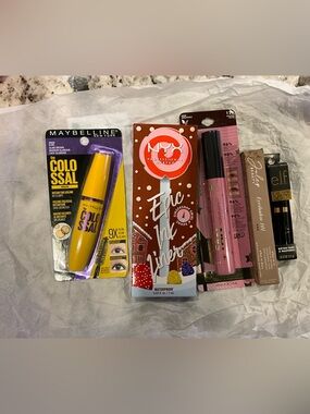 Maybelline, elf, NYX, mascaras, eyeliner and eyeshadow
